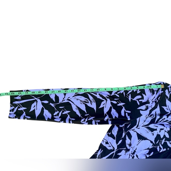 NEW Maggie London Elegant Purple Brown Long Sleeve High Neck Floral Dress 14 - Picture 9 of 11